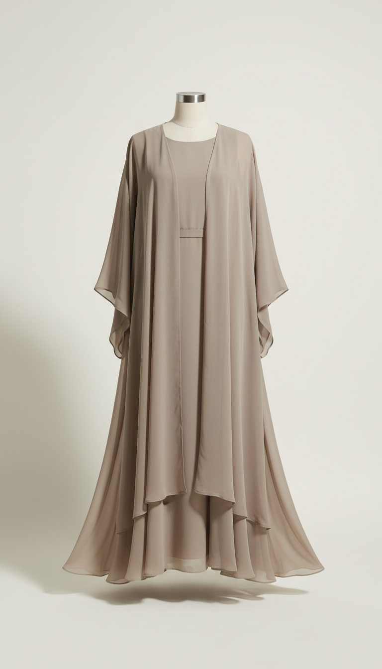 Modern Taupe Chiffon Abaya