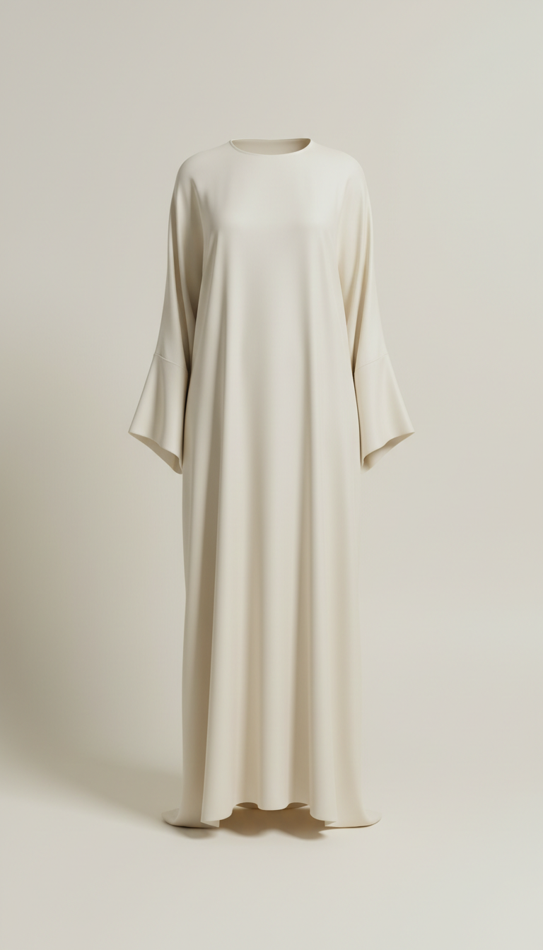 Ivory Silk Crepe Abaya